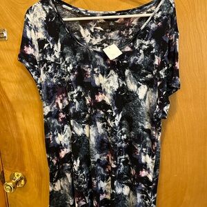 Simply Vera Vera Wang Multicolor Abstract Short Sleeve Top